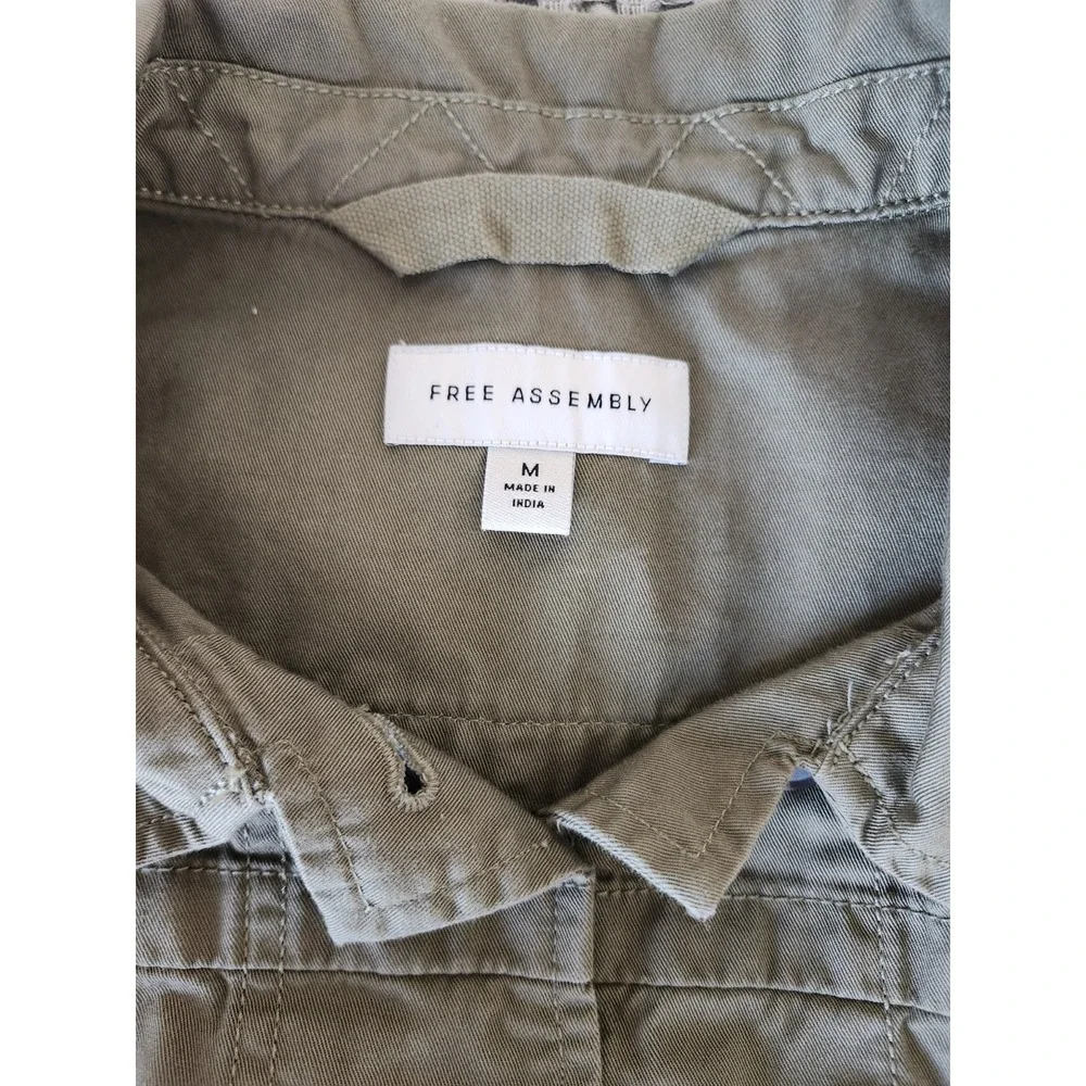 Free Assembly Womens M Green Utility Button Jacket 100% Cotton Workwear (006)